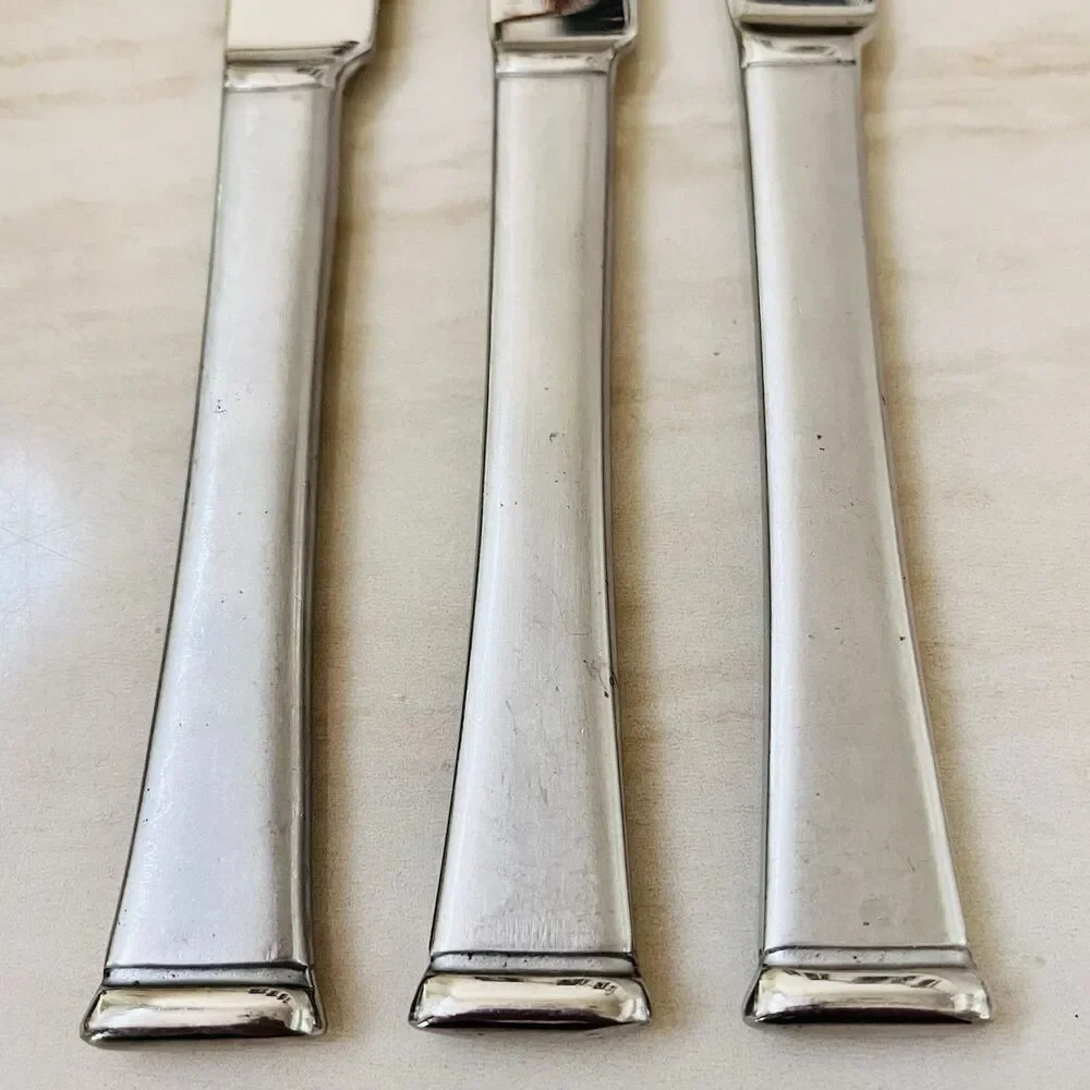 3pc CAMBRIDGE CBS98 Stainless Dinner Knife 9 3/8” Frosted 18/8 Glossy Tip & Bowl